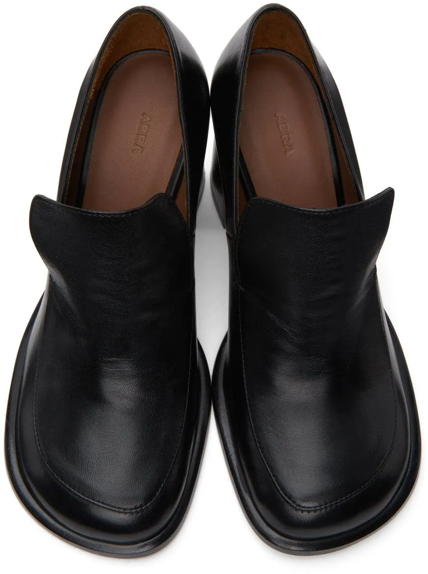 Abra Black Duck Loafer Heels