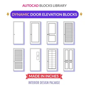 Autocad Standard Door Blocks | Dynamic | Elevations