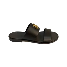 Brown 2 Strap Slip-On Sandals