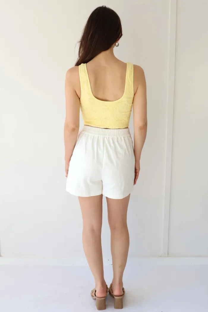 Eyelet Trim Tie Skort in White