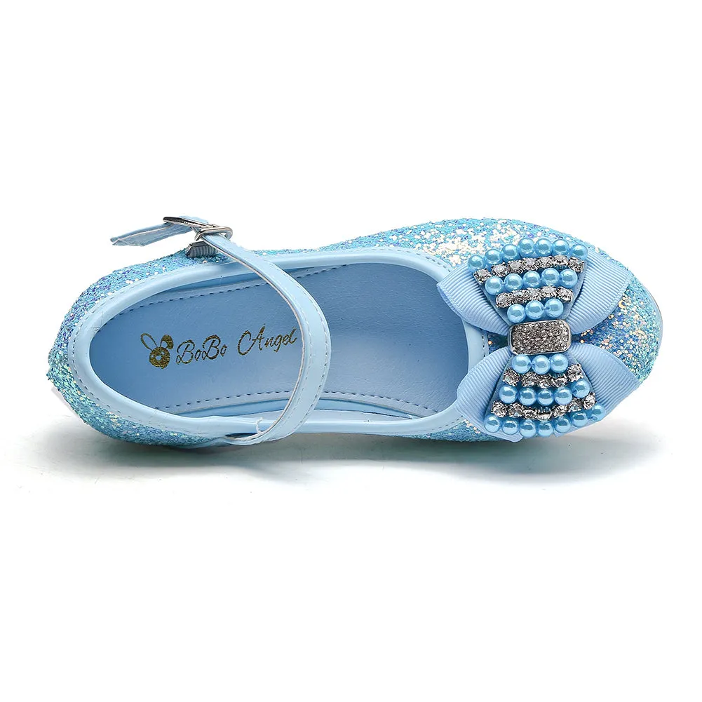 Girl's Glitter Princess Shoes With Rinestone Pearl Bowknot(Toddler/Little Kid)