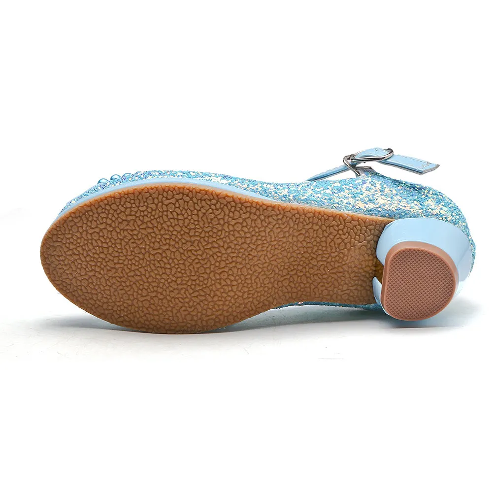 Girl's Glitter Princess Shoes With Rinestone Pearl Bowknot(Toddler/Little Kid)