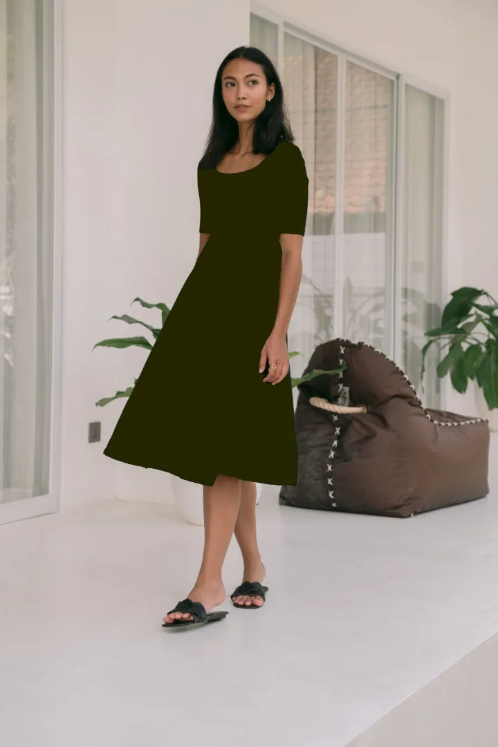 Gisele Elbow Sleeves Skater Bamboo Dress