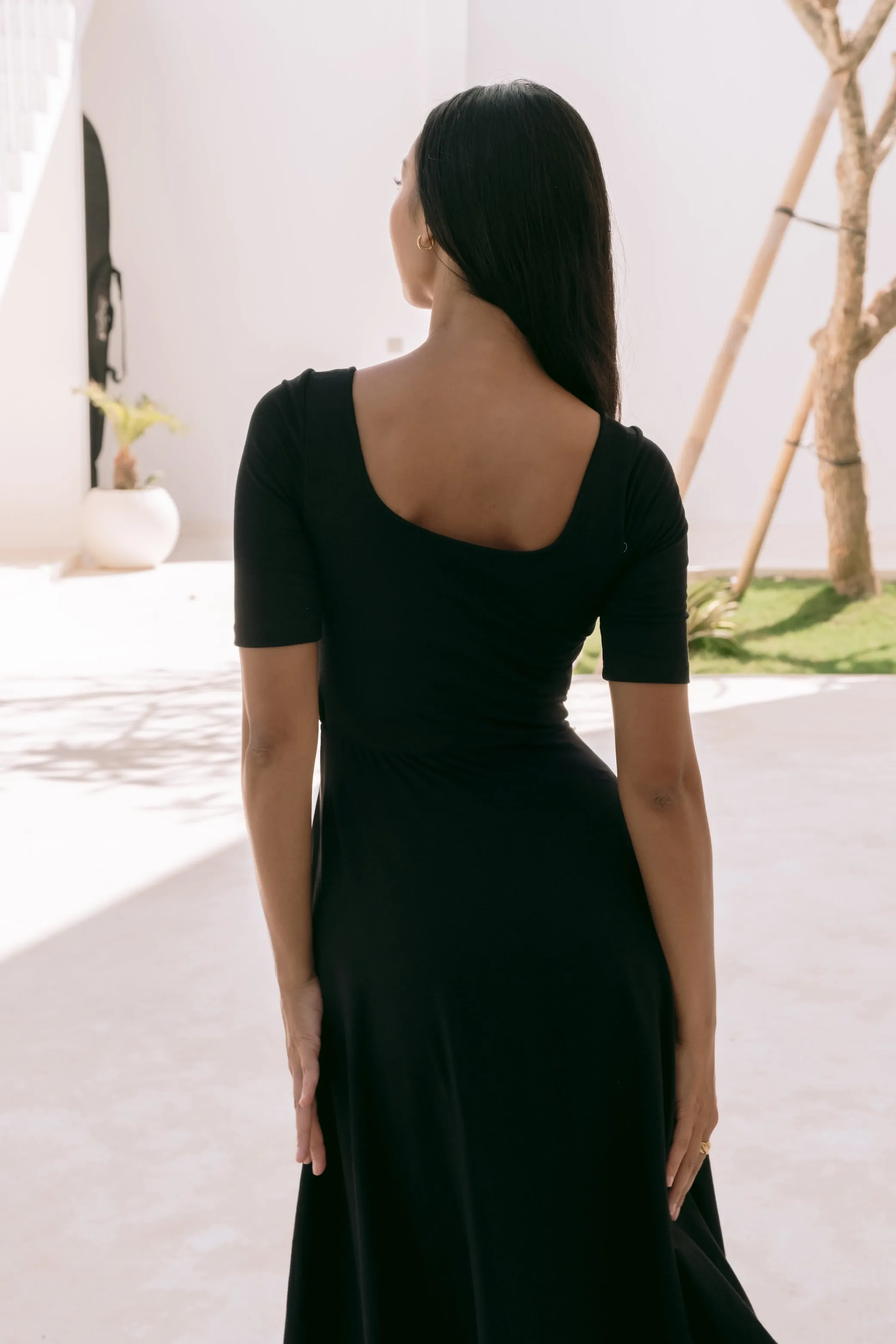 Gisele Elbow Sleeves Skater Bamboo Dress
