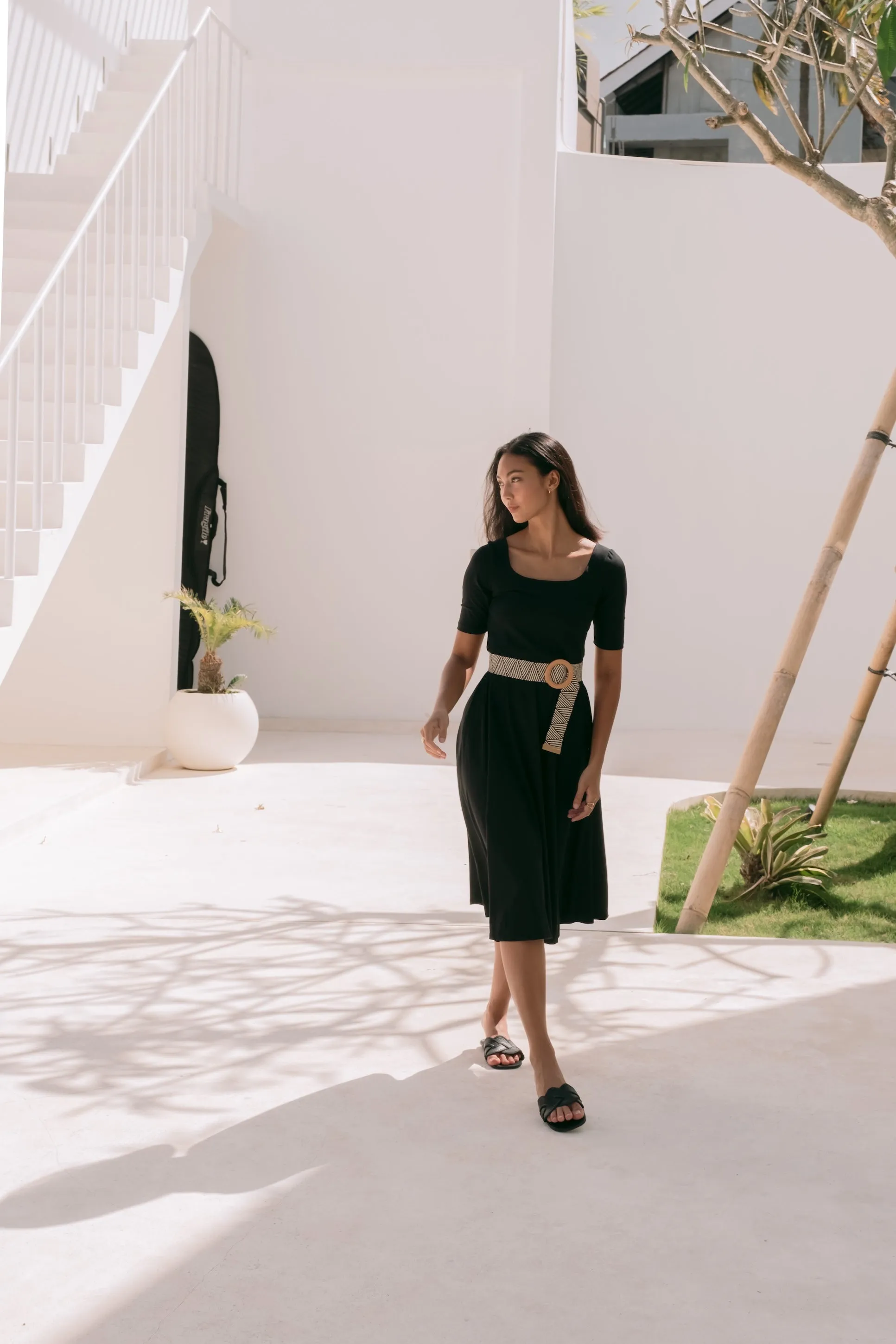 Gisele Elbow Sleeves Skater Bamboo Dress