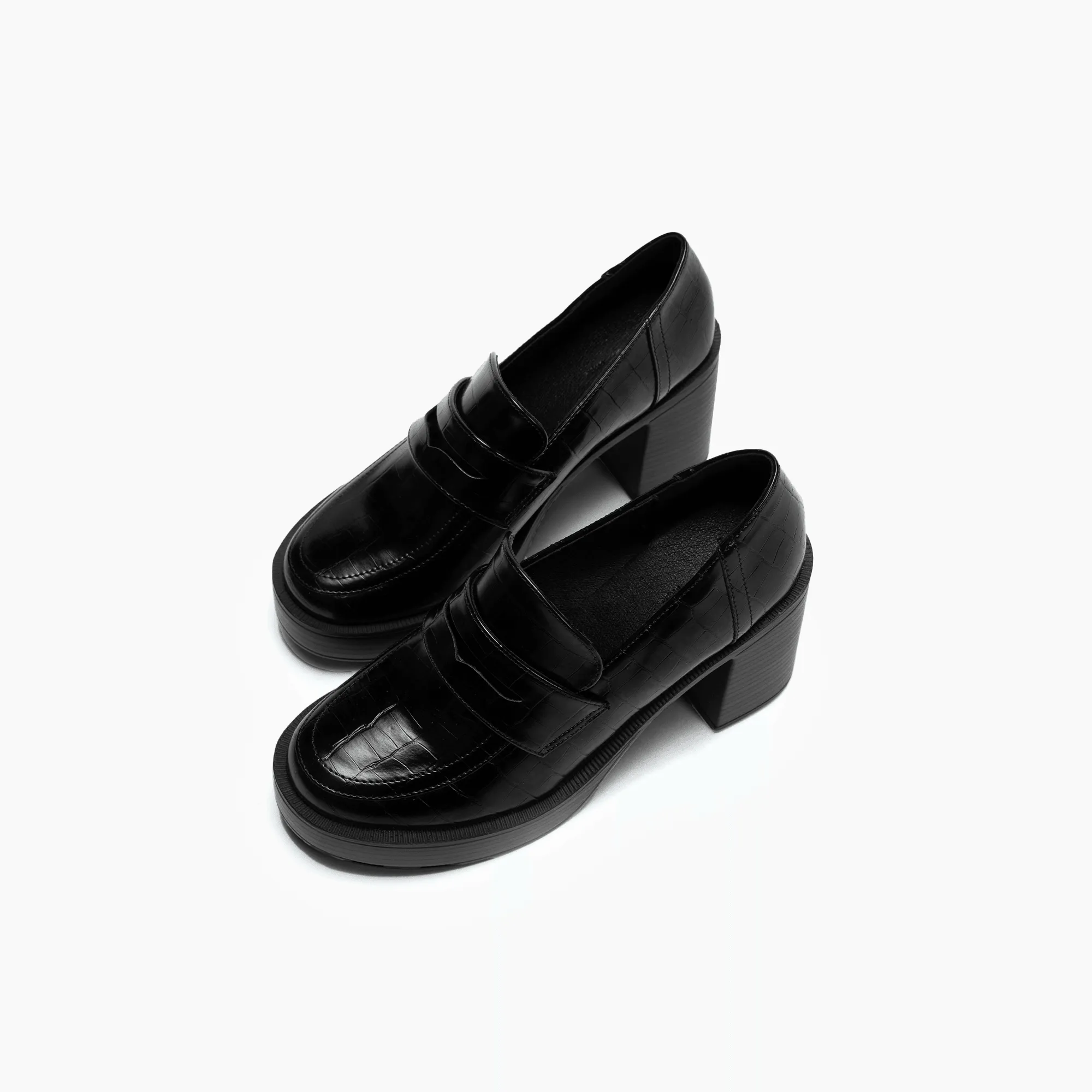 Harper Faux Croc Loafer Heels