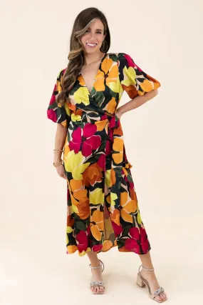 If You're Not the One Bubble Sleeve Midi Wrap Dress