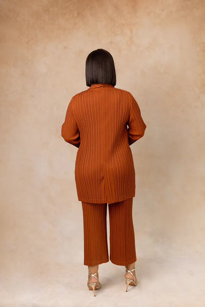 MELANIA ZUKI PANT SET - RICH BROWN