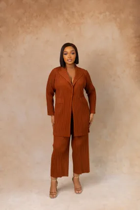 MELANIA ZUKI PANT SET - RICH BROWN