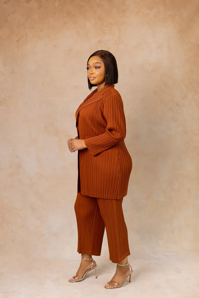MELANIA ZUKI PANT SET - RICH BROWN