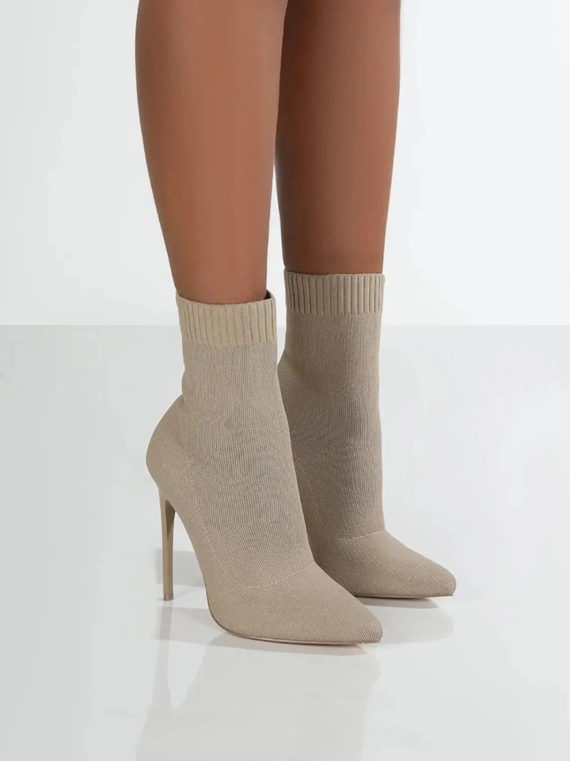 Mesh Point Toe Stiletto Boots