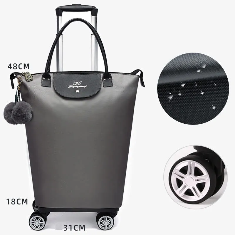 Multifunctional Portable Trolley For Women Detachable Folding Wheel Tote