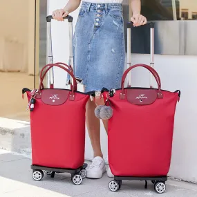 Multifunctional Portable Trolley For Women Detachable Folding Wheel Tote
