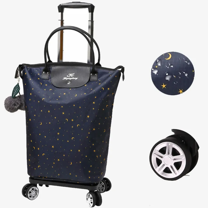 Multifunctional Portable Trolley For Women Detachable Folding Wheel Tote