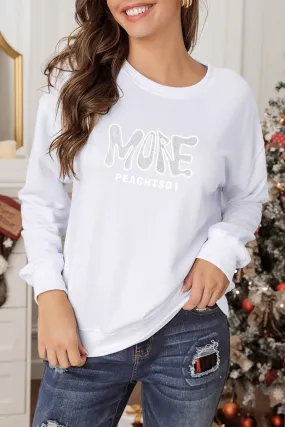 Rhinestone MORE PEACHTSO1 Pattern Sweatshirt