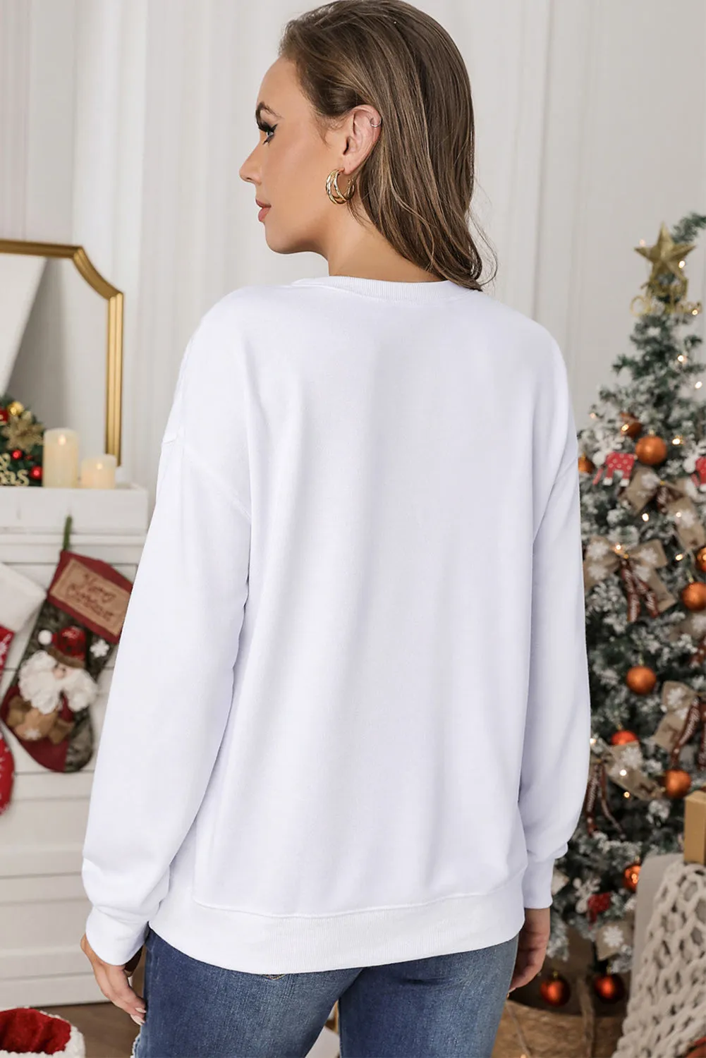 Rhinestone MORE PEACHTSO1 Pattern Sweatshirt