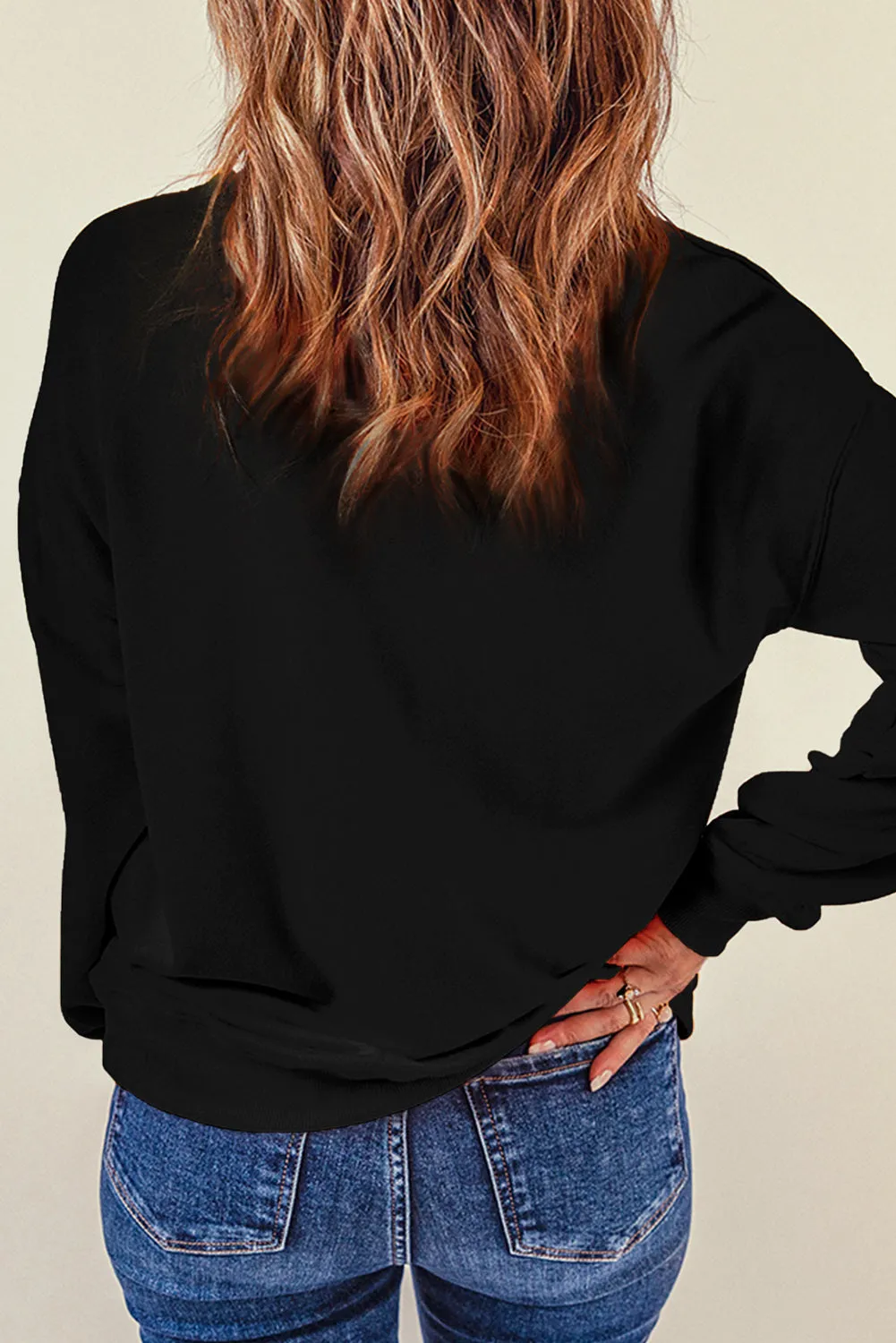 Rhinestone MORE PEACHTSO1 Pattern Sweatshirt