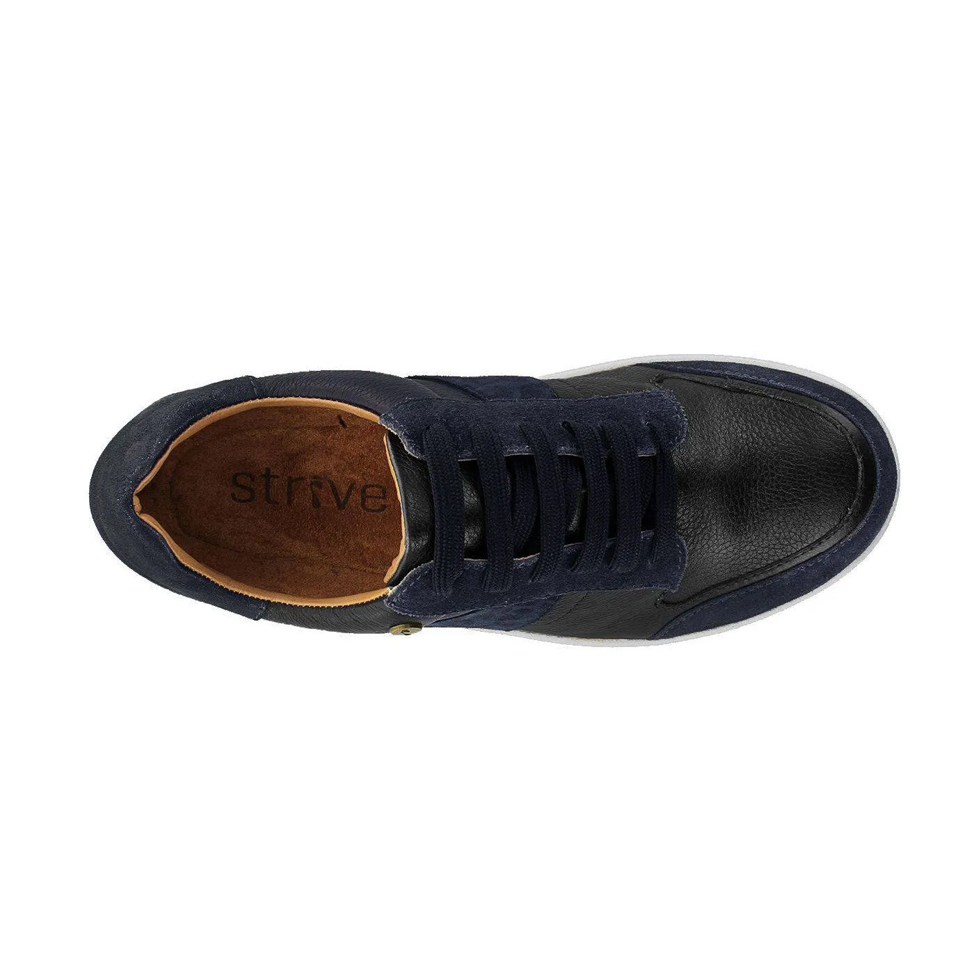 Strive Stellar Ladies Navy Leopard Leather Arch Support Lace Up Trainers