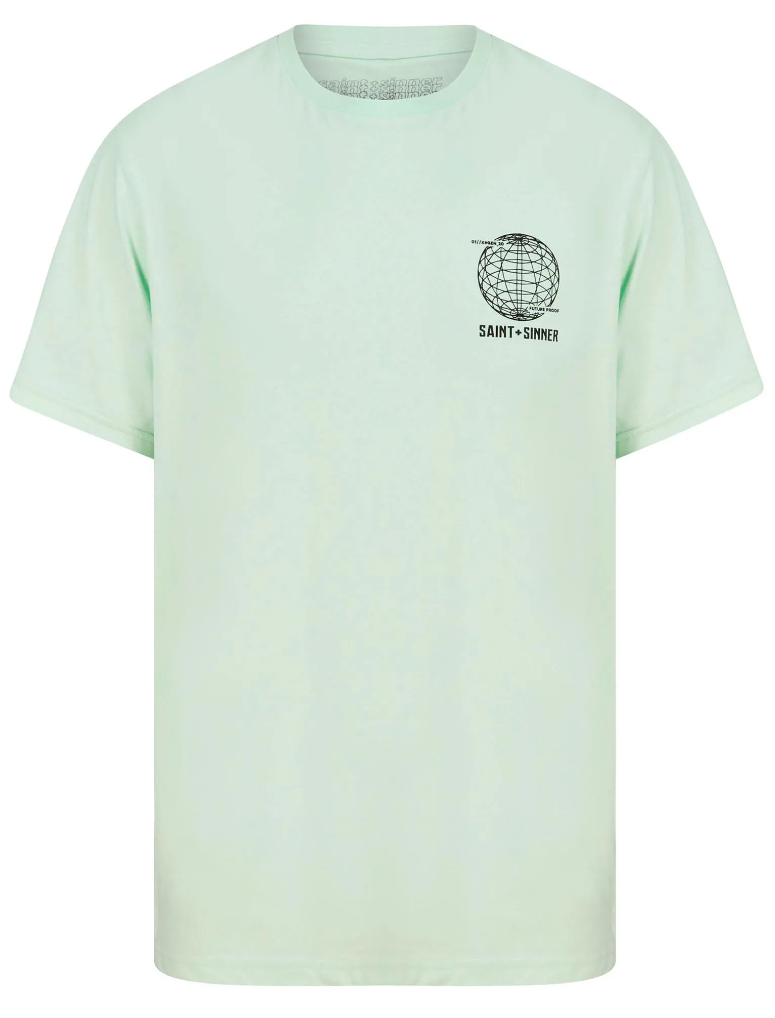 Unknown Globe Motif Cotton Jersey T-Shirt in Misty Jade - Saint   Sinner