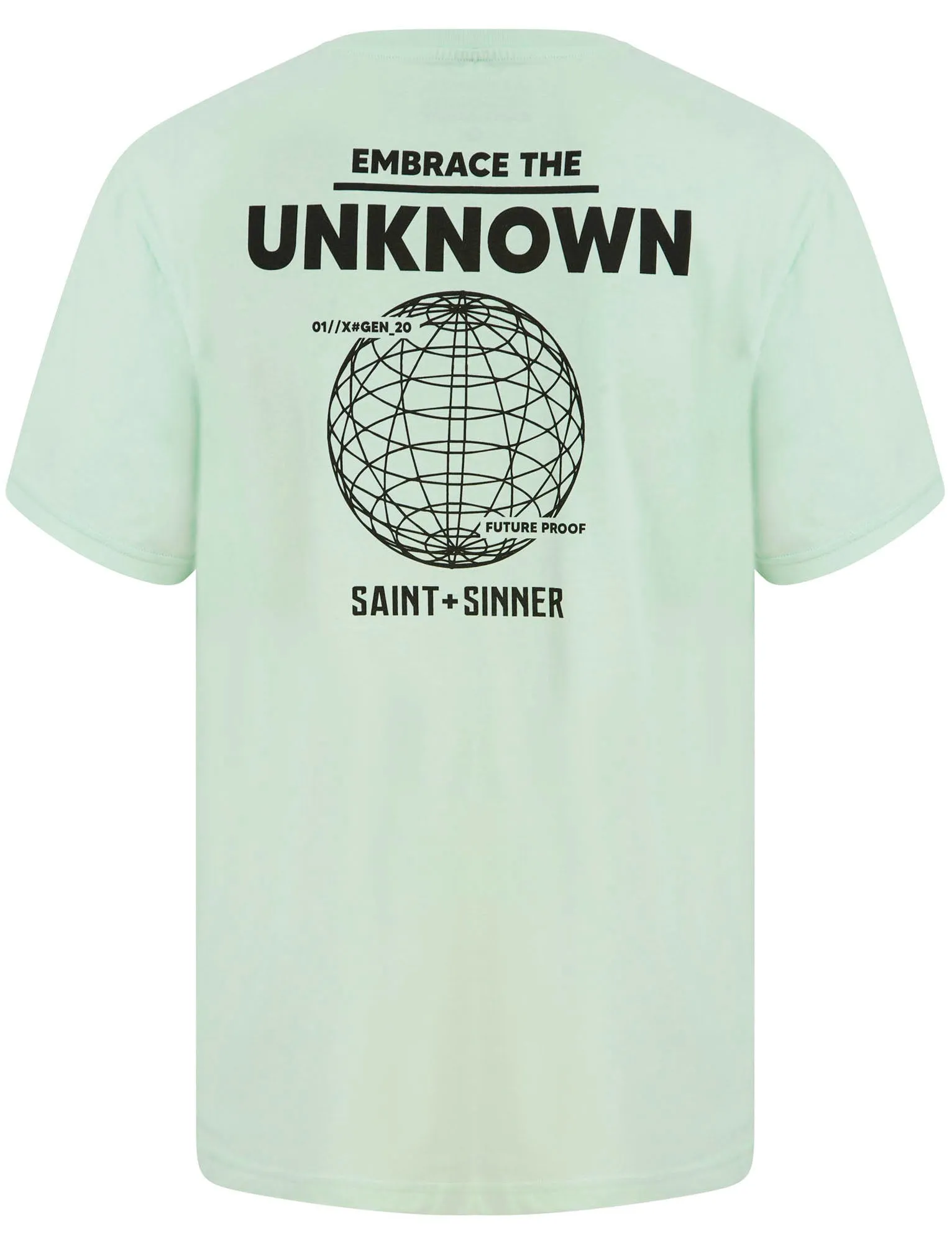 Unknown Globe Motif Cotton Jersey T-Shirt in Misty Jade - Saint   Sinner