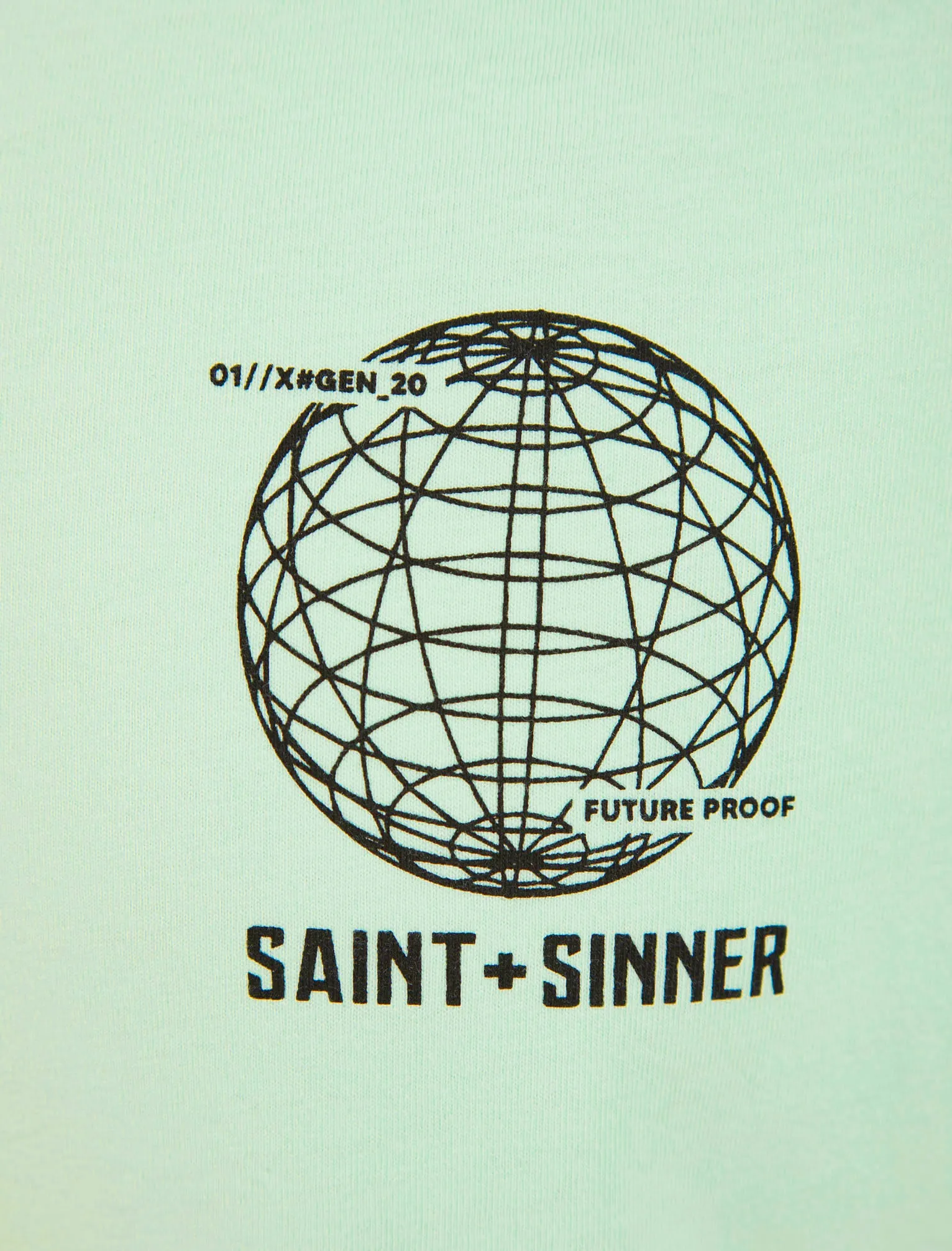 Unknown Globe Motif Cotton Jersey T-Shirt in Misty Jade - Saint   Sinner