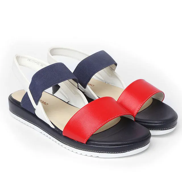 Women's Open Toe Flat Summer Fashion Sandals - Red